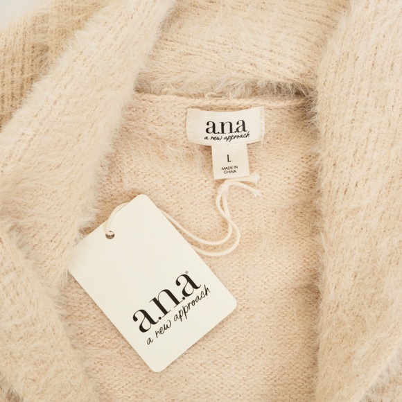 Southwestern vibe soft fuzzy shawl collar open style cardigan neutral L by a.n.a - Picture 11 of 12